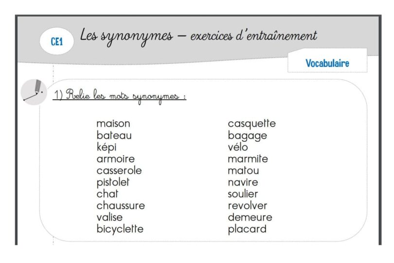 4-fichiers-d-exercices-synonymes-ce1-prof-innovant