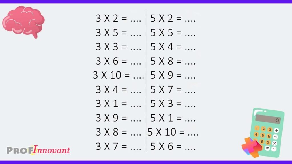 exercices tables de multiplication 3 et 5 PDF